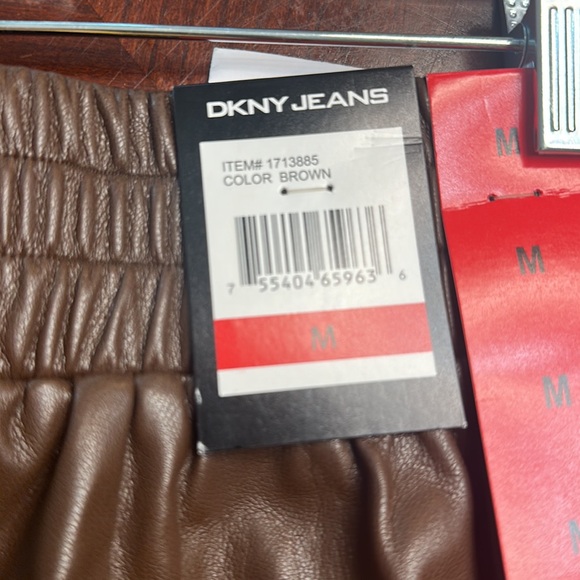 NWT DKNY Jeans Brown Faux Leather pants Size M - Picture 9 of 12